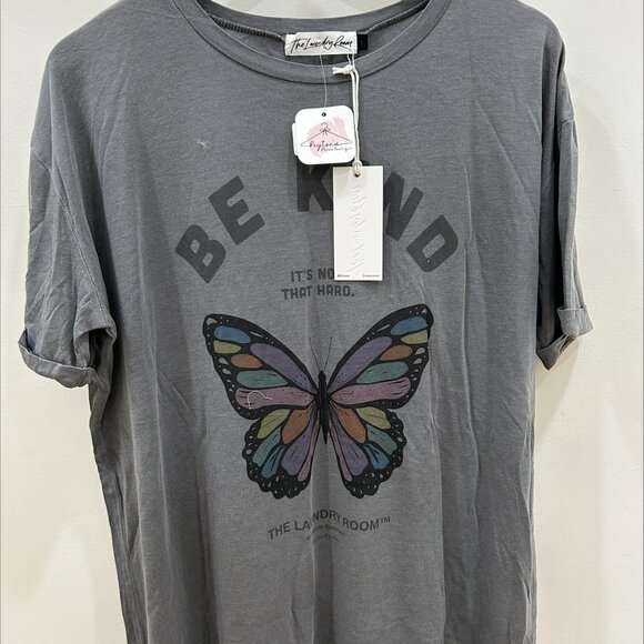 "Be Kind Its Not That Hard" Butterfly Oversized Tee - Picture 1 of 2